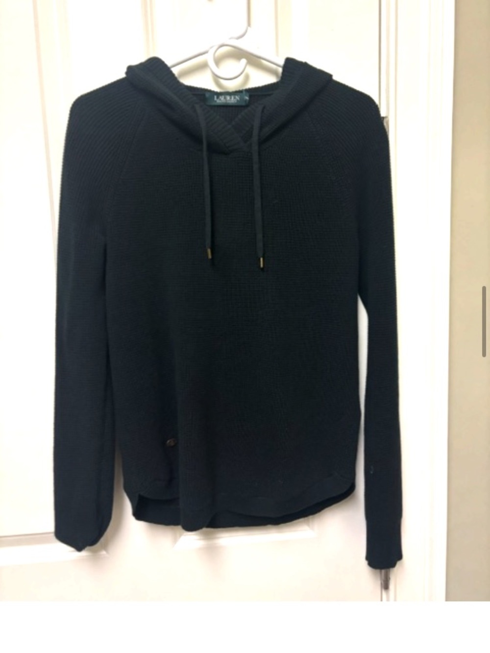 Lauren Ralph Lauren Black Hooded Scoop-Neck Sweater